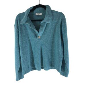 Zenana Womens Fleece Sweatshirt Collar Long Sleeve Blue S